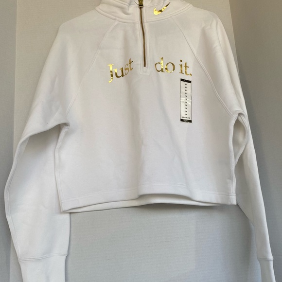 Nike “NWT” Crop Hoodie Color White Size Medium - Picture 3 of 5
